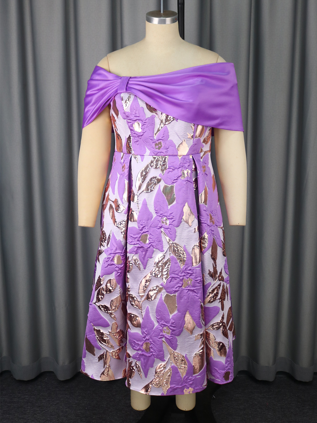 Women Sexy Off Shoulder Jacquard Elegant Formal Party Dresses