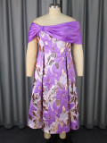 Women Sexy Off Shoulder Jacquard Elegant Formal Party Dresses
