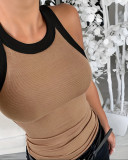 Women Nude Sleeveless Ribbed Top