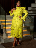 Plus Size Women Half High Neck Lace Dress Two-piece Set
