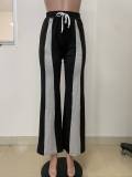 Women Casual Patchwork Loose Straight Pants