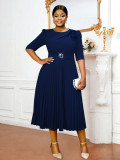 Women Floral Pleated Party Dress