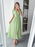 Spring/Summer Women's Chic Holidays Deep-V Short-Sleeve Long Dress