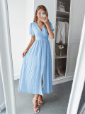 Spring/Summer Women's Chic Holidays Deep-V Short-Sleeve Long Dress