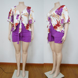Summer Plus Size Two-Piece Printed Casual T-Shirt & Shorts Set