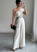 Summer Women's Chic Elegant One-Shoulder Wide-Leg Jumpsuit