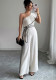 Summer Women's Chic Elegant One-Shoulder Wide-Leg Jumpsuit
