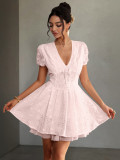 Spring/Summer Women's Elegant Deep-V Hollow Short Dress