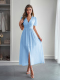 Spring/Summer Women's Chic Holidays Deep-V Short-Sleeve Long Dress