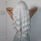 Gray & White Bangs Long Curly Wig - Synthetic Fiber [For Cosplay] (Full Head)
