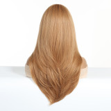 Light Golden Orange Long Straight Wig with Bangs