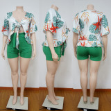 Summer Plus Size Two-Piece Printed Casual T-Shirt & Shorts Set