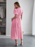 Spring/Summer Women's Chic Holidays Deep-V Short-Sleeve Long Dress