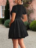 Spring/Summer Women's Elegant Deep-V Hollow Short Dress