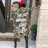 Women's Long Casual Fashion Camouflage Printed Patched Jacket