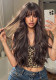 26  Brown Long Curly Wig with Bangs - Synthetic Fiber (Full Head)