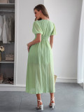 Spring/Summer Women's Chic Holidays Deep-V Short-Sleeve Long Dress