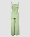 Fashion Lace-Up Strap Wide Leg Two Piece Pants Set