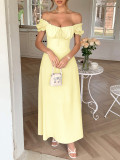 Spring/Summer Women's Party Elegant Off-Shoulder Short-Sleeved Dress