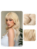 Platinum Bangs Long Curly Wig - Synthetic Fiber (Full Head)