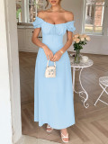 Spring/Summer Women's Party Elegant Off-Shoulder Short-Sleeved Dress