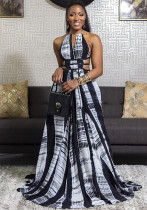 Women's Print Halter Neck Backless Maxi Dress Women's Print Halter Neck Backless Maxi Dress