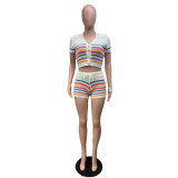 Women's Fashion Cardigan Sweater & Bodycon Shorts Set