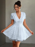 Spring/Summer Women's Elegant Deep-V Hollow Short Dress