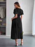 Spring/Summer Women's Chic Holidays Deep-V Short-Sleeve Long Dress