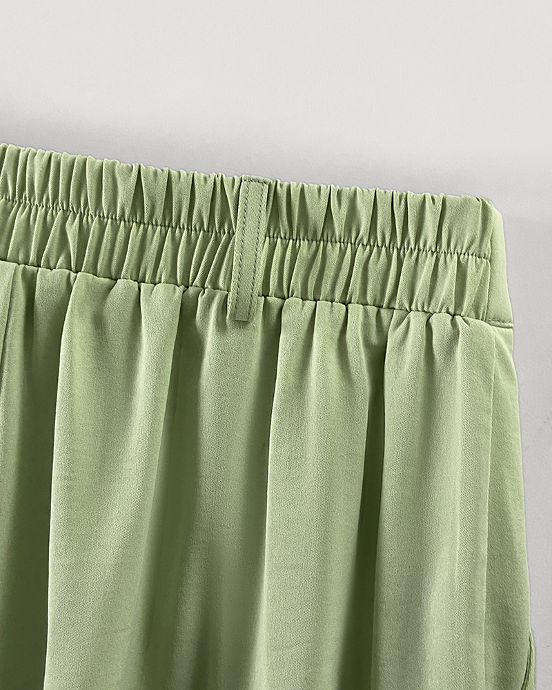 Fashion Lace-Up Strap Wide Leg Two Piece Pants Set