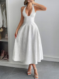 Spring/Summer Women's Holidays Halter-Neck Slim Waist Long Dress