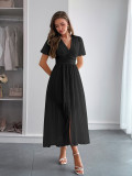 Spring/Summer Women's Chic Holidays Deep-V Short-Sleeve Long Dress