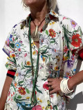 Spring/Summer Women's Printed Casual Shirt & Pants Two-Piece Set