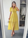 Spring/Summer Women's Chic Holidays Deep-V Short-Sleeve Long Dress