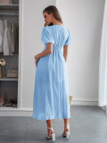 Spring/Summer Women's Chic Holidays Deep-V Short-Sleeve Long Dress