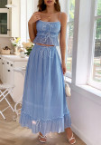 Spring/Summer Women's Holidays Casual Beach Style Strappy Two-Piece Skirt Set
