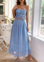 Spring/Summer Women's Holidays Casual Beach Style Strappy Two-Piece Skirt Set