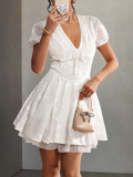 Spring/Summer Women's Elegant Deep-V Hollow Short Dress