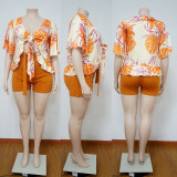 Summer Plus Size Two-Piece Printed Casual T-Shirt & Shorts Set