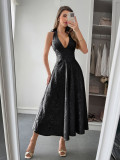 Spring/Summer Women's Holidays Halter-Neck Slim Waist Long Dress