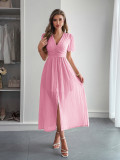 Spring/Summer Women's Chic Holidays Deep-V Short-Sleeve Long Dress