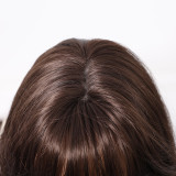 26  Brown Long Curly Wig with Bangs - Synthetic Fiber (Full Head)