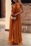 Summer Women's Halter-Neck Low-Back Sexy Sleeveless Pleated Holiday Dress