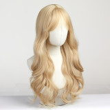 Gold Long Curly Wig with Bangs - Synthetic Fiber (Full Head, Xuchang)