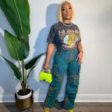 Women street multi-pocket Cargo Denim Pants