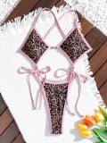 Women Color Block Leopard Print One-Piece Swimwear