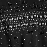 Women's Beaded Chiffon Mesh Cape Sleeve Evening Gown