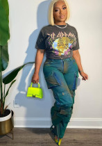 Women street multi-pocket Cargo Denim Pants Women street multi-pocket Cargo Denim Pants