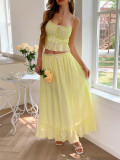 Spring/Summer Women's Holidays Casual Beach Style Strappy Two-Piece Skirt Set