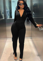 Women Sexy Ribbed Lace-up Casual Jumpsuit